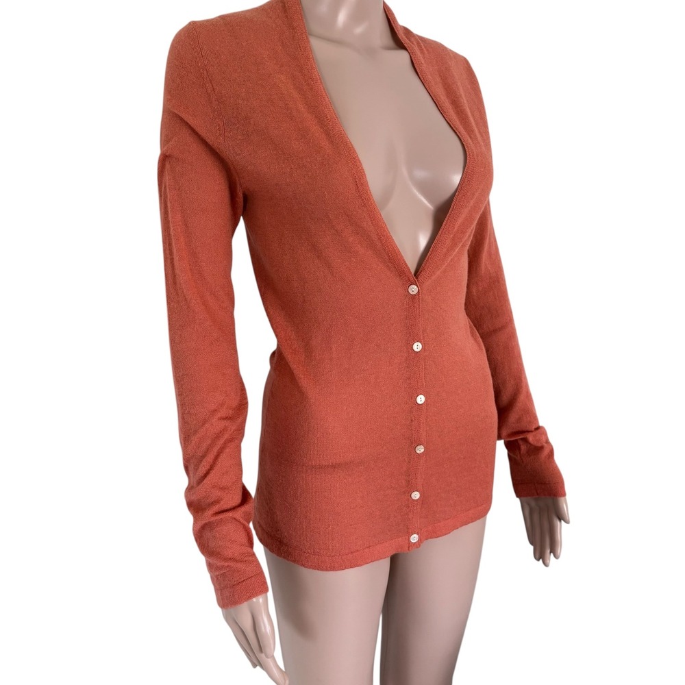 Banana Republic Italian Alpaca/Wool Blend Rust Orange V-Neck Cardigan XS/S